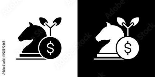 Investment Strategy Icon Sheet Black And White