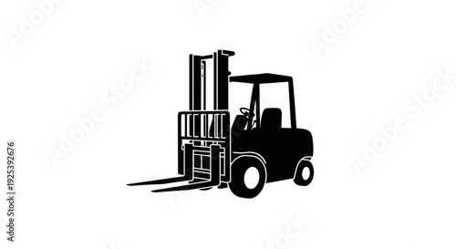 Forklift Silhouette - Industrial Vehicle Transport Machine.