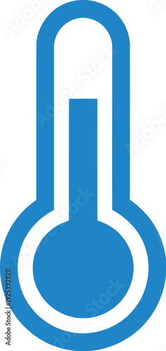 A blue thermometer icon on a white background symbolizing temperature