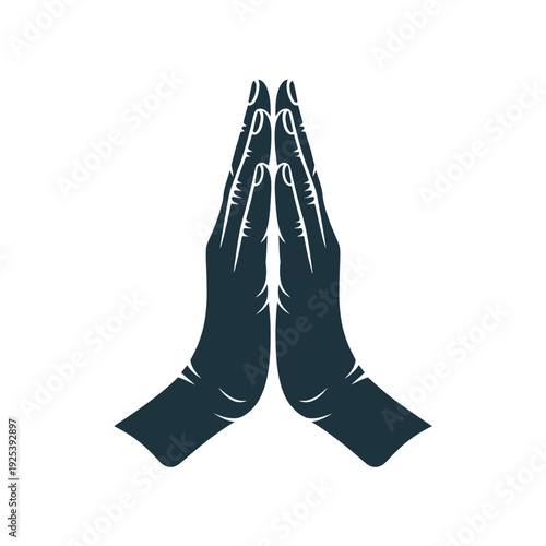 Two hands pressed together represent prayer, greeting, or deep respect.