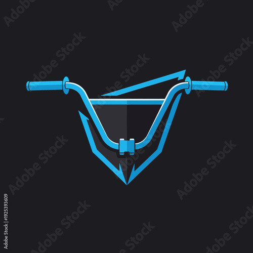 Vibrant blue BMX handlebar graphic isolated on black background