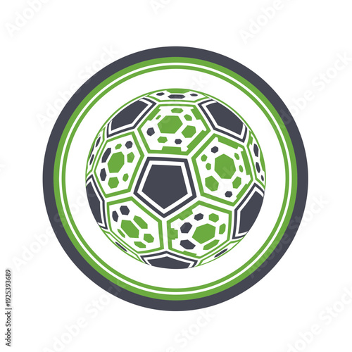 Abstract Futsal Ball Design within Concentric Rings Symbolizing Sport and Competition