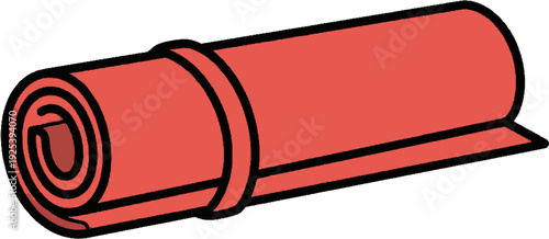 Rolled Red Mat or Rug Illustration.