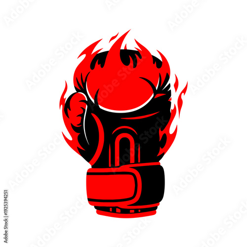 Fiery Boxing Glove Icon Representing Aggressive Combat Sports and Intense Training