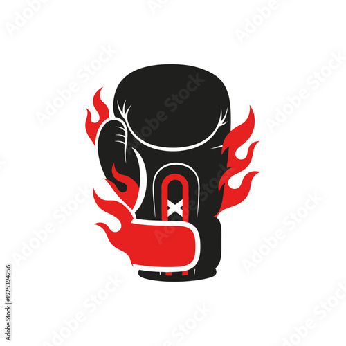 Fiery Boxing Glove Icon Representing Strength and Combat Sports Passion