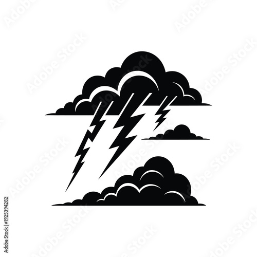 A dramatic illustration of stormy weather with lightning and clouds.