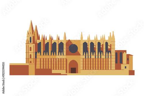 A stunning illustration of a large cathedral building