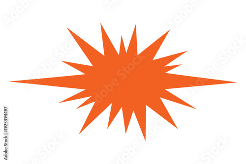 A vibrant orange explosion graphic on a white background