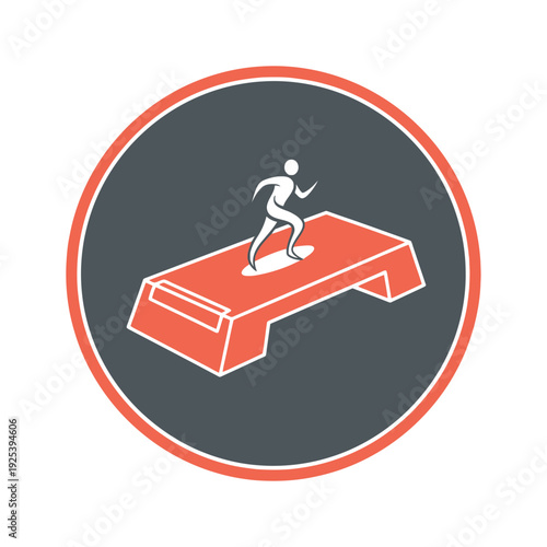 Silhouette of a person performing aerobic exercise on a step platform
