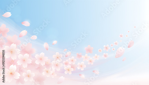 淡い桜が舞う春の抽象背景