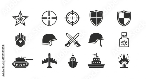 Collection of Military and War Icons and Symbols.