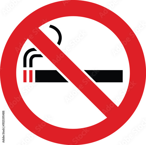 Universal circular symbol clearly prohibits the act of smoking cigarettes.