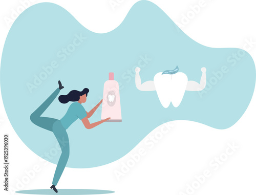 A female dentist recommends toothpaste. The concept of clean and healthy teeth.