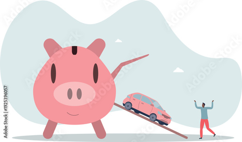 Saving money for new car, automobile expense and cost or car loan concept,person's life situation and his activities.