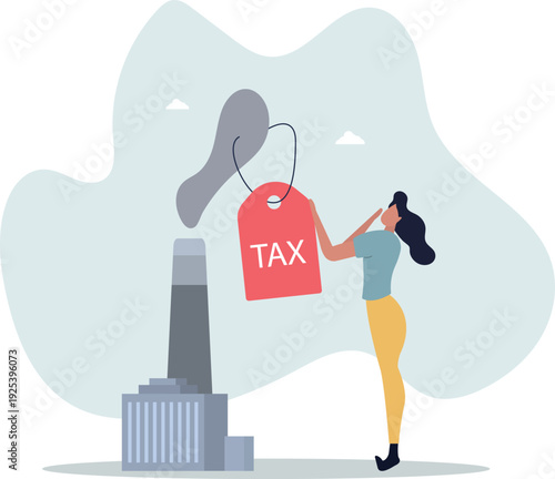 Carbon tax, CO2 cost of emission or pollution, charged for global warming, climate change and environment responsibility,person's life situation and his activities.