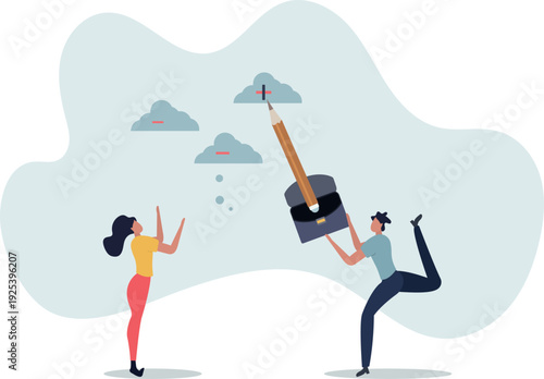 Think positive mindset, optimistic attitude to success in work,person's life situation and his activities.