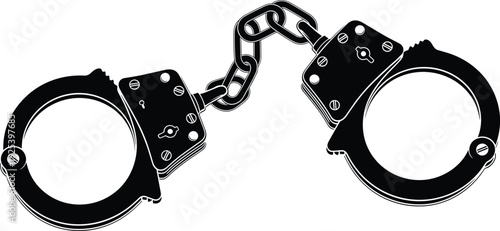 Police handcuffs isolated vector illustration security restraint metal chain handcuff design