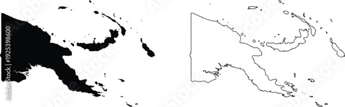 Papua New Guinea map silhouette and outline country