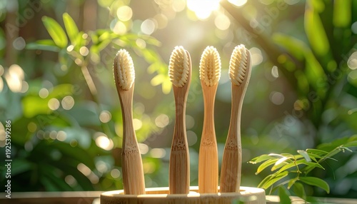 FlyPro Firefly Bamboo Facial Cleansing Brushes with Soft Bristles in a Holder Realistic Photography