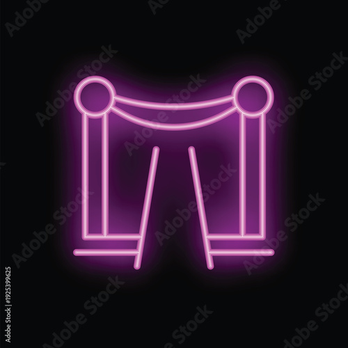Pink neon sign representing a red carpet, symbolizing exclusivity, fame and popularity