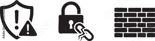 Security Alert Breach Firewall Protection System Warning Icon