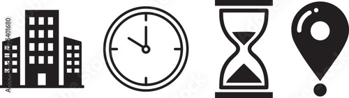 Date Time Location Icon Vector Set Interface Appointment Marker