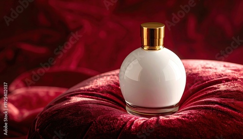 FlyPro Firefly Opaque White Ceramic Perfume Bottle with Gold Accent on Velvet Cushion