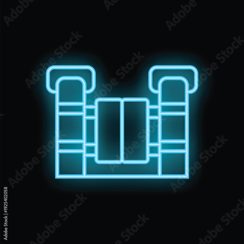 Glowing neon line turnstile icon isolated on black background. Vector illustration