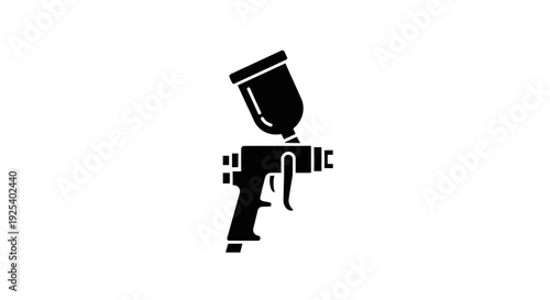 Black silhouette of a spray gun, isolated on a white background