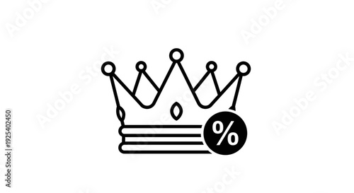 Crown with Percentage Symbol Icon: Royal Discount, Premium Offer, VIP Sale, Luxury Reward