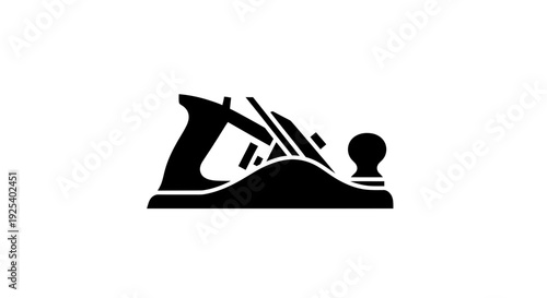 Black silhouette of a woodworking hand plane on a white background