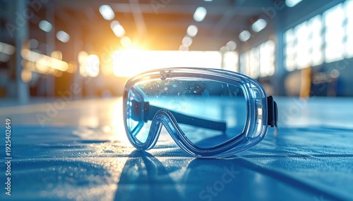 FlyPro Firefly Safety Goggles Resting on Sterile Decontamination Mat, Professional Camera