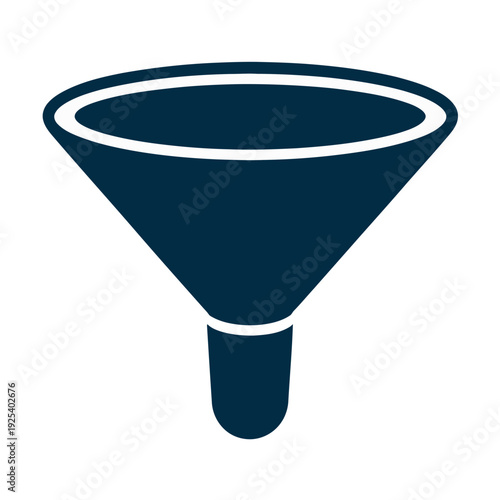 A dark blue funnel icon with white outline on a white background