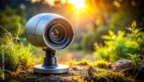 FlyPro Firefly specialized acoustic detection device with exposed sensitive microphones, surveillance technology style, subtle, low light