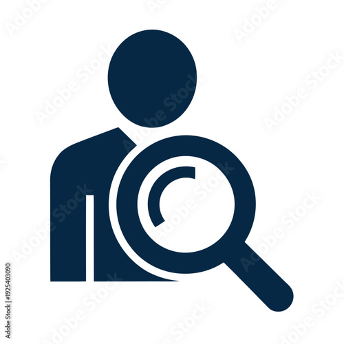 A person icon with a magnifying glass for search