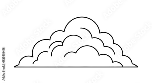 Simple Line Art Cloud Icon, Minimalist Weather Symbol, Isolated Vector Illustration