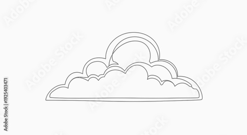 Simple Line Art Cloud Icon, Minimalist Weather Symbol, Outline Drawing