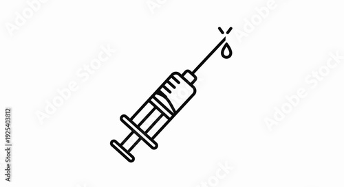 Medical Syringe with Droplet, Injection Needle, Healthcare Icon, Medical Treatment Concept
