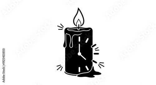Melting Candle with Clock Face - Time Running Out Concept
