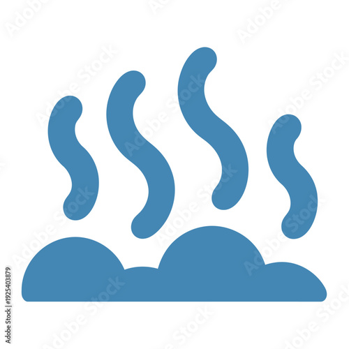 A blue cloud with steam rising into the air