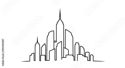 Minimalist Cityscape Silhouette: Iconic Skyline Outline