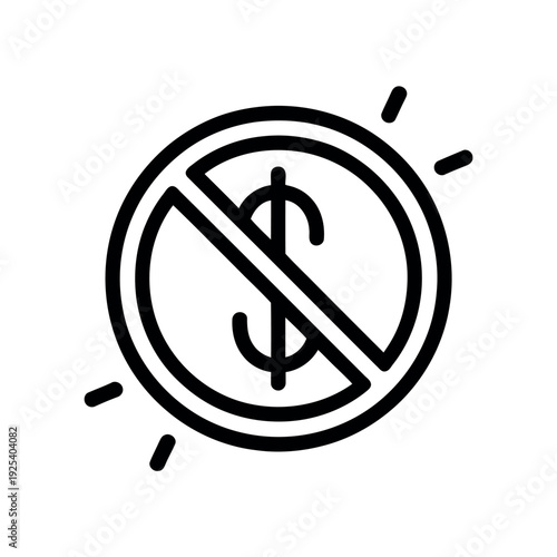 A graphic symbol indicating a prohibition or lack of money.