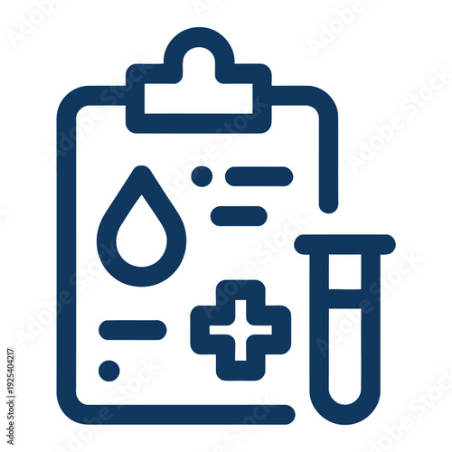 A medical clipboard with a blood test result and a test tube
