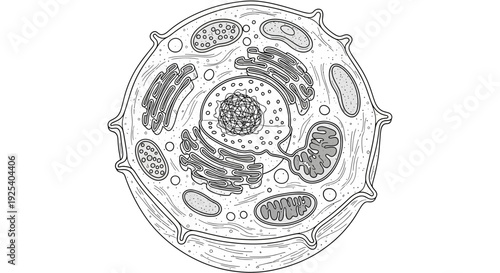 Diagram of a Plant Cell: Detailed Structure with Organelles, Nucleus, and Cell Wall