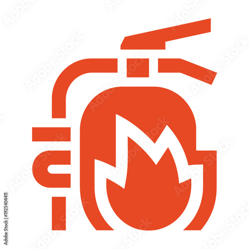 A red fire extinguisher icon on a white background