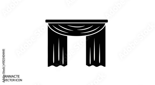 Black Stage Curtains Icon, Theatre Drapes, Vector Graphic