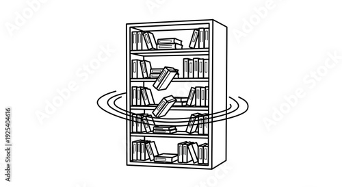 Bookshelf Falling Over, Books Flying Out, Chaos, Danger, Library, Study, Knowledge