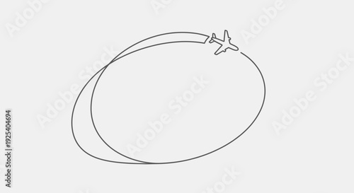 Airplane Flying in Oval Orbit Path, Travel Concept