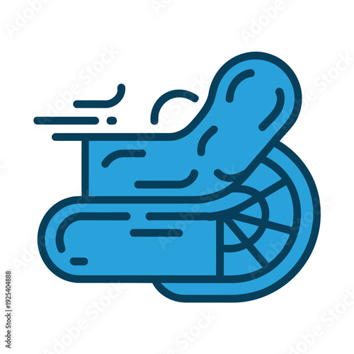 A blue icon of a person in a wheelchair