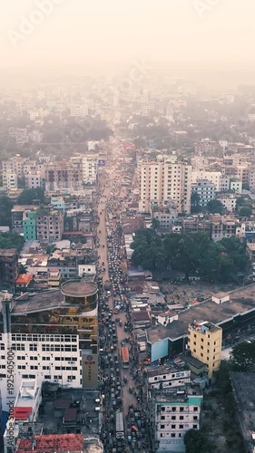 Wallpaper Mural Vertical Aerial View of Dense City Buildings in Morning Haze 4K Torontodigital.ca